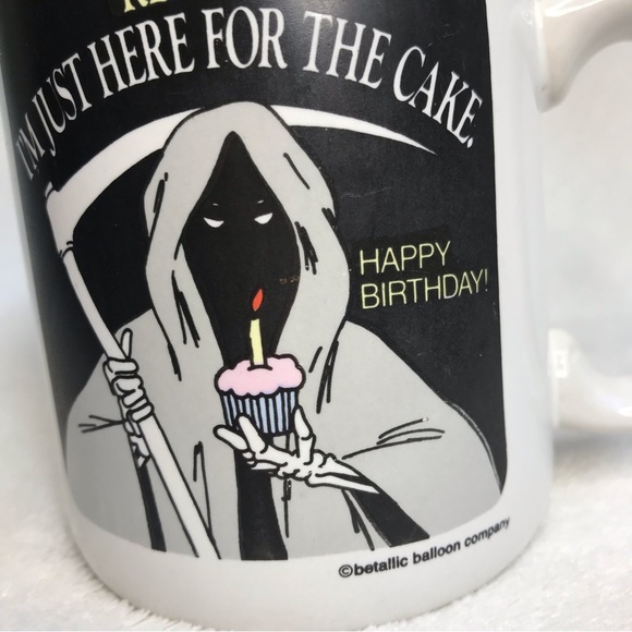 Funny birthday mug grim reaper just here for the cake funny novelty mug giftware - Picture 2 of 5